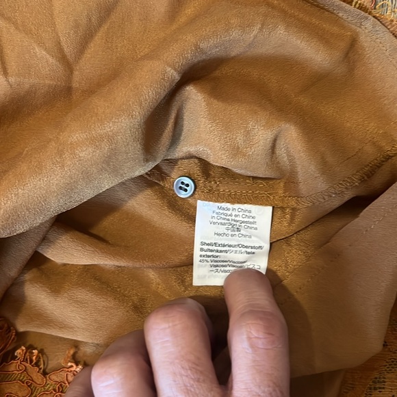 J. Crew Women's Stunning Lace Lined Keyhole Front Blouse Burnt Orange Size XS - Picture 6 of 7